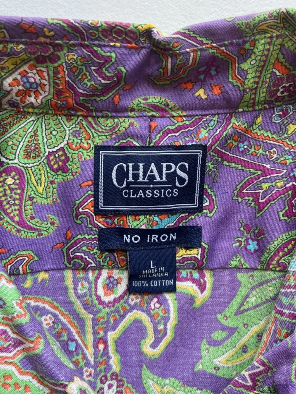 Chaps Ralph Lauren Women's Preppy Purple Paisley Cotton Button Down Shirt Large - Picture 6 of 6